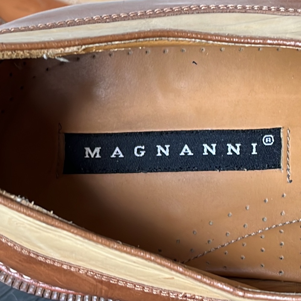Two-Tone MAGNANNI Tan Oxford Blucher Square Toe Dress Shoes 12M SPAIN - Picture 7 of 16